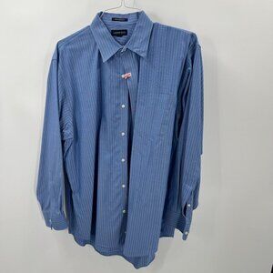 Lands End Mens No Iron Supima 3 Dress Shirt Lot Blue & White Size 17.5/34